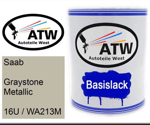 Saab, Graystone Metallic, 16U / WA213M: 1L Lackdose, von ATW Autoteile West.